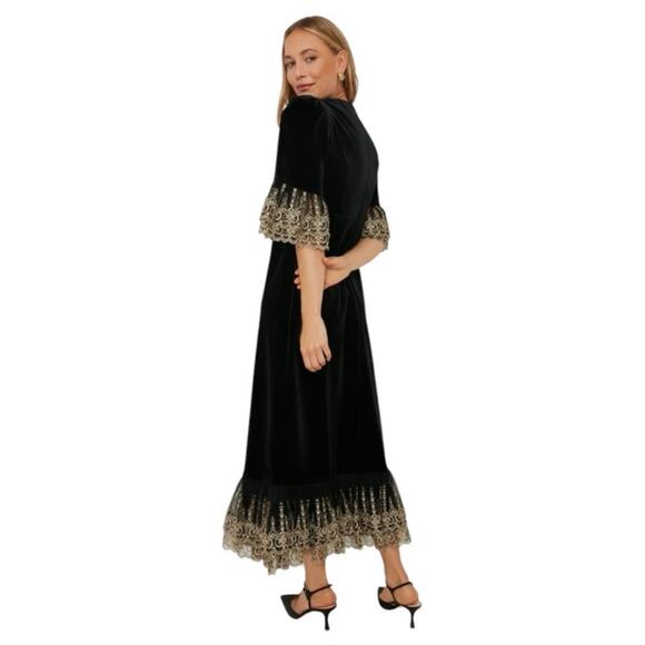 TUCKERNUCK Pomander Place Black Velvet Gold Lace Lillith Dress NWT Size Small - Picture 6 of 11